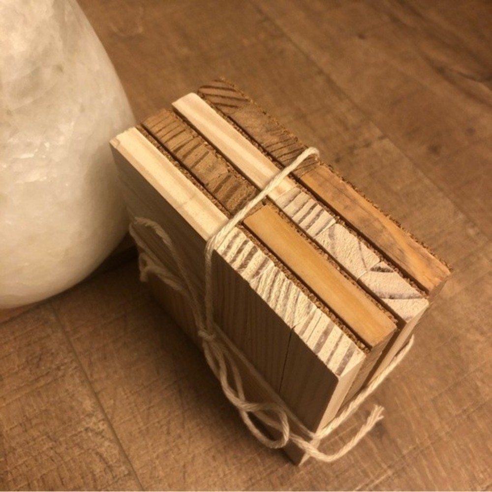 Handmade Rustic Square Coasters with Cork Backing - Picture 3 of 5